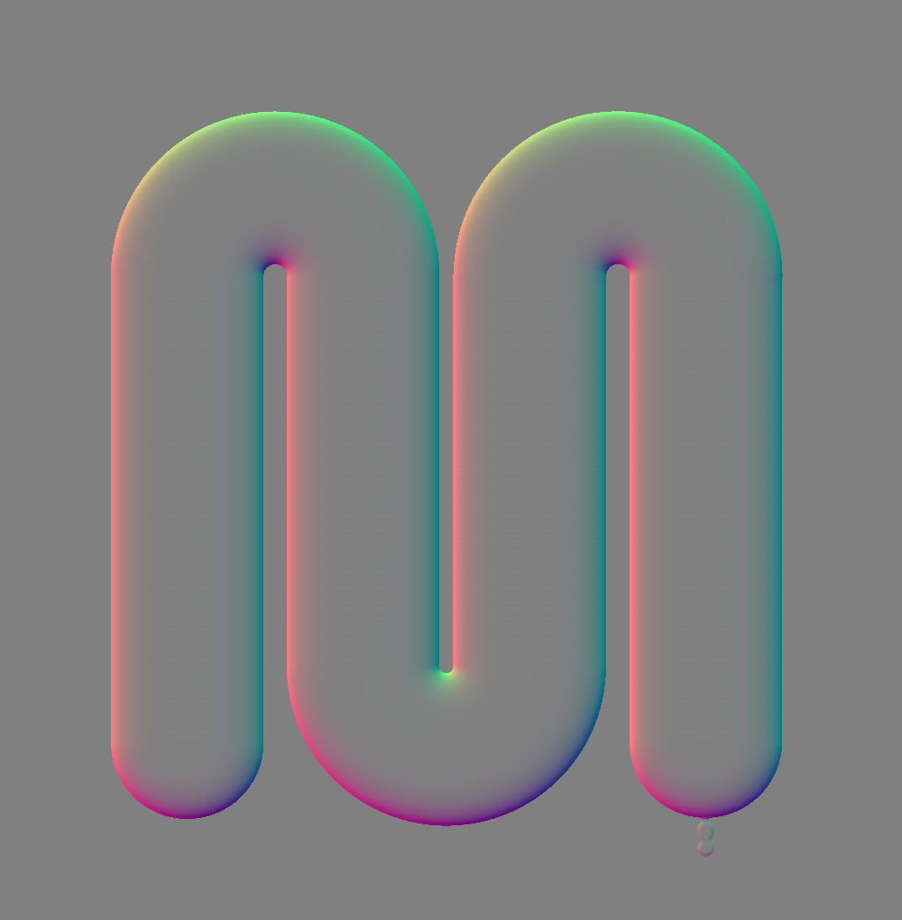 A red and green displacement map